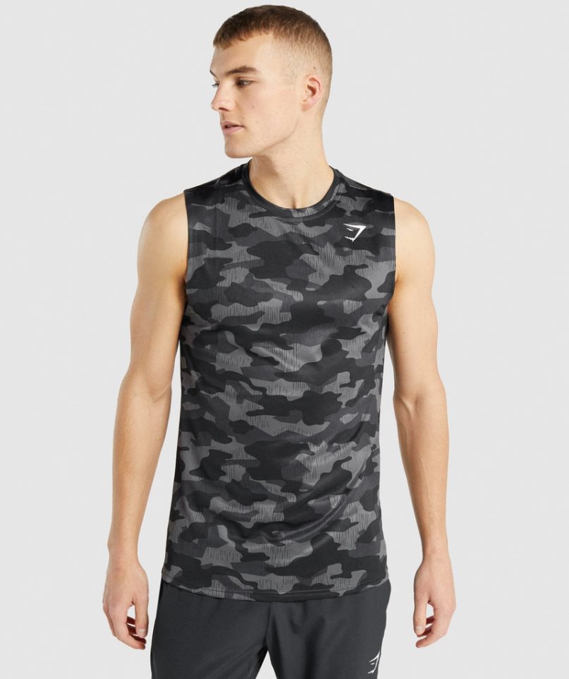 Koszulki Gymshark Arrival Bez Rękawów Męskie Camo | PL 782KBN